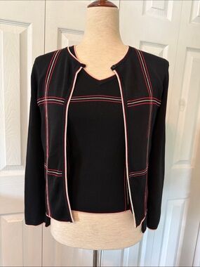 Finity Set Women’s Light Cardigan and V-neck sweater Black Sz Lp